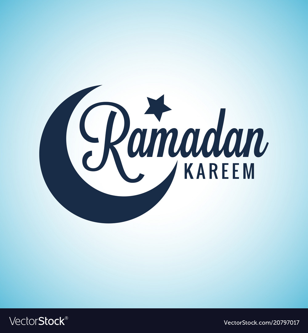 Ramadan kareem moon lettering eid mubarak sign Vector Image