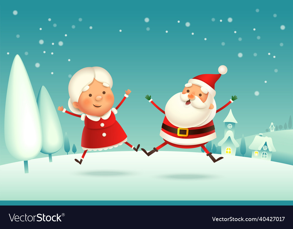 Santa claus and mrs celebrate christmas