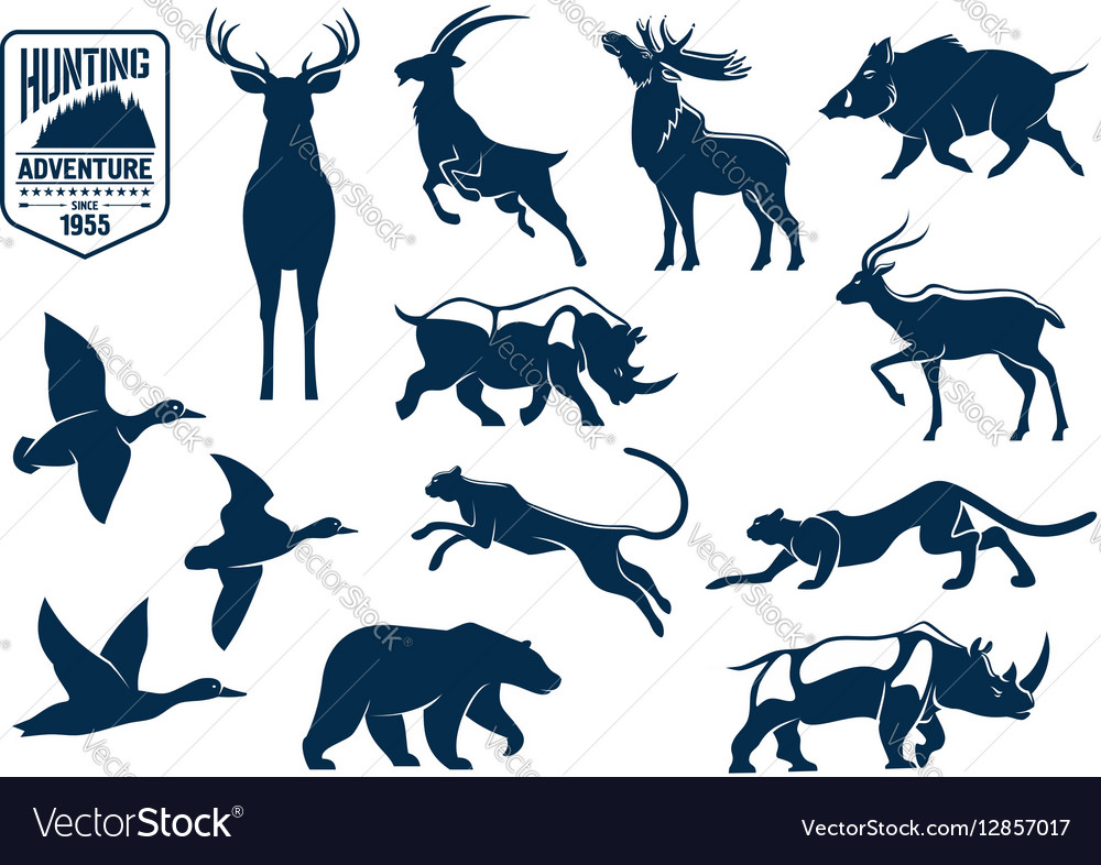 Savanna and forest animals for hunting icons Vector Image Savanna and forest animals for hunting icons Vector Image