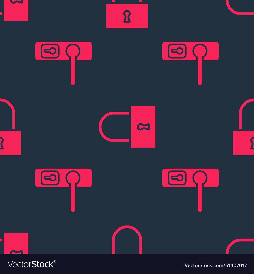 Set door handle and lock on seamless pattern vector image Set door handle and lock on seamless pattern