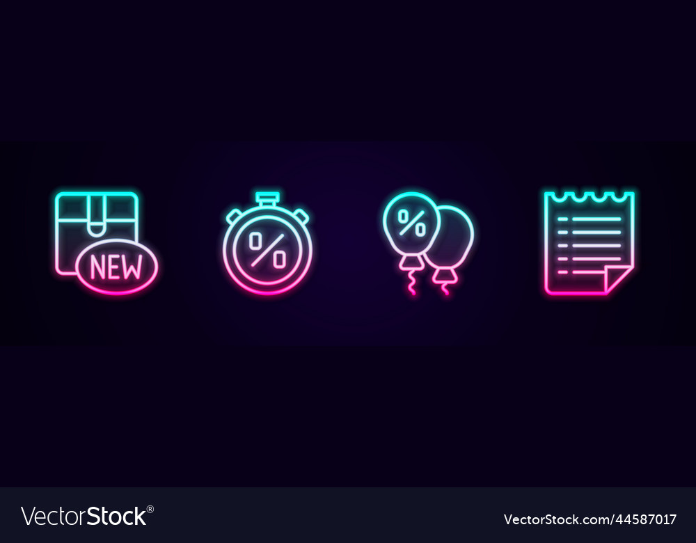 Set line new collection stopwatch percent vector image Set line new collection stopwatch percent