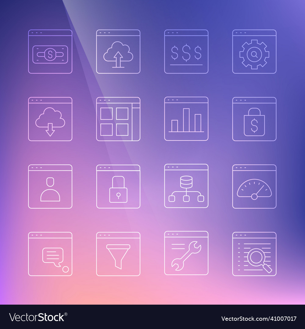 Set line search engine digital speed meter vector image Set line search engine digital speed meter