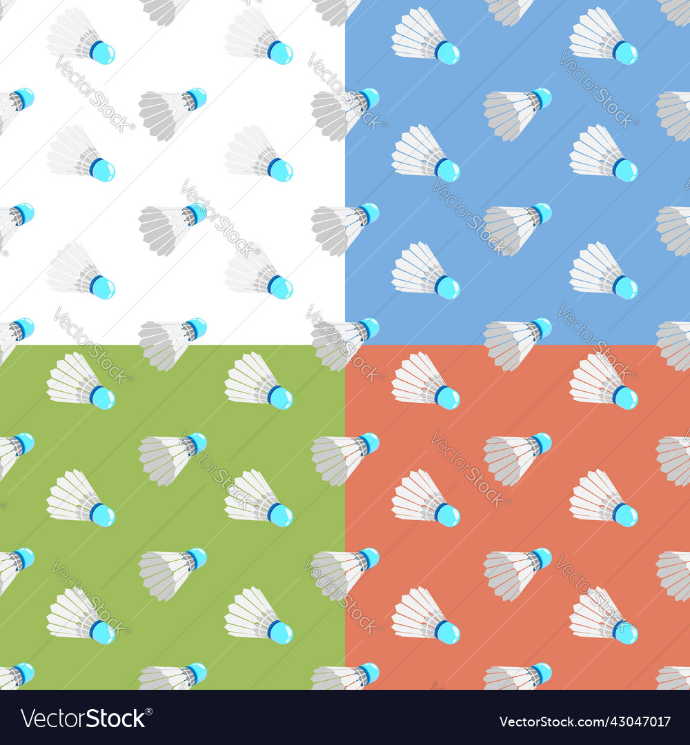 Set of seamless patterns with shuttlecock vector image Set of seamless patterns with shuttlecock