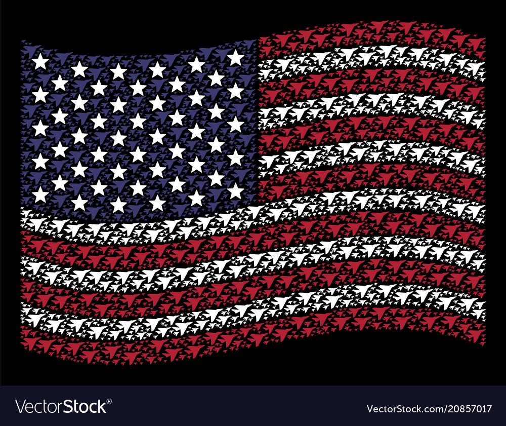 Waving usa flag stylized composition of airplane