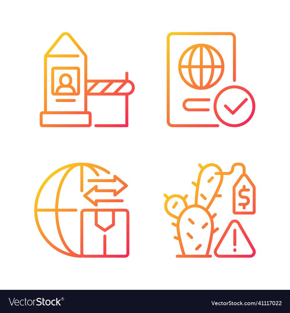 Borders control measures gradient linear icons set vector image Borders control measures gradient linear icons set