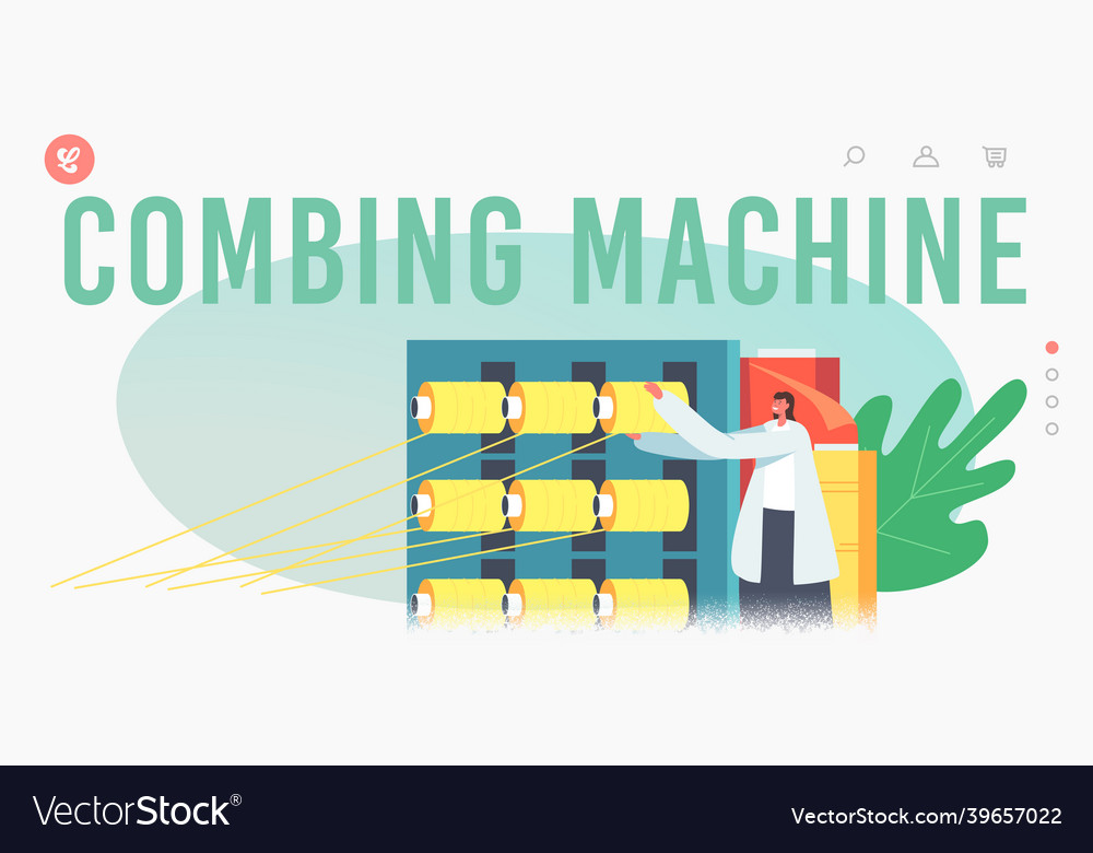 Combing machine landing page template vector image Combing machine landing page template