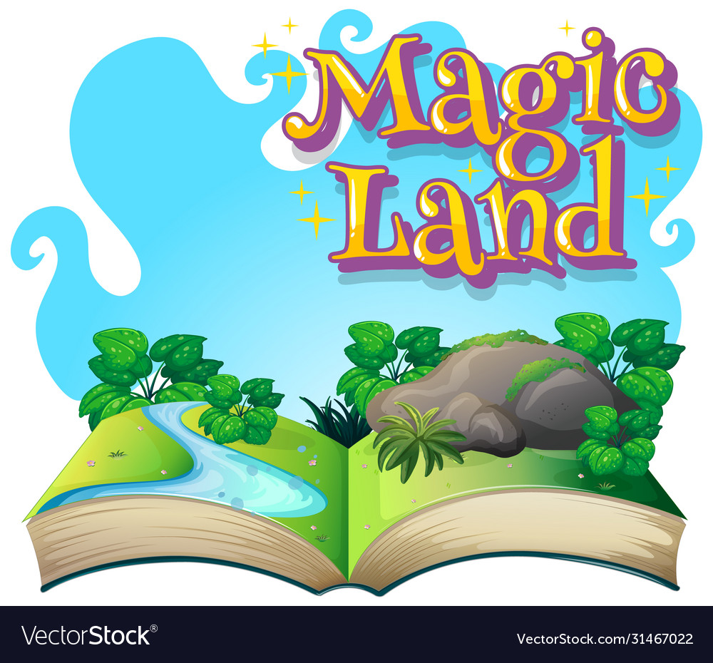 Font design for word magic land with scene from a Vector Image