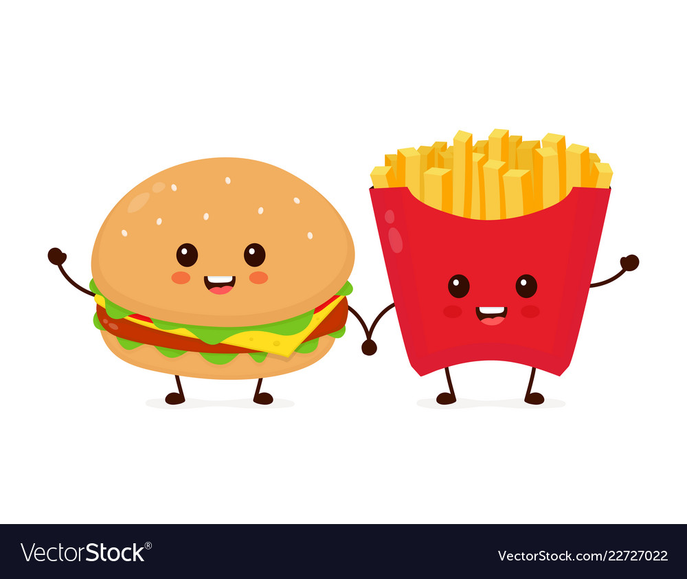 Happy smiling funny cute burger Royalty Free Vector Image