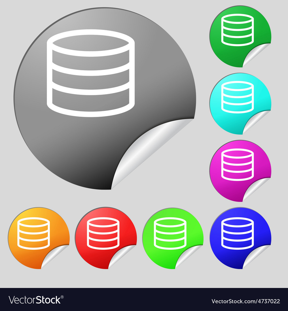Hard disk and database icon sign set of eight