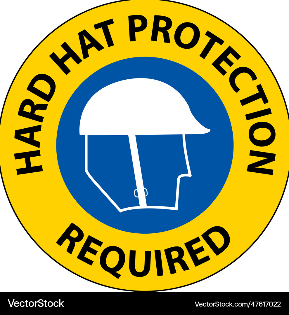 Hard hat protection required area sign on white Vector Image