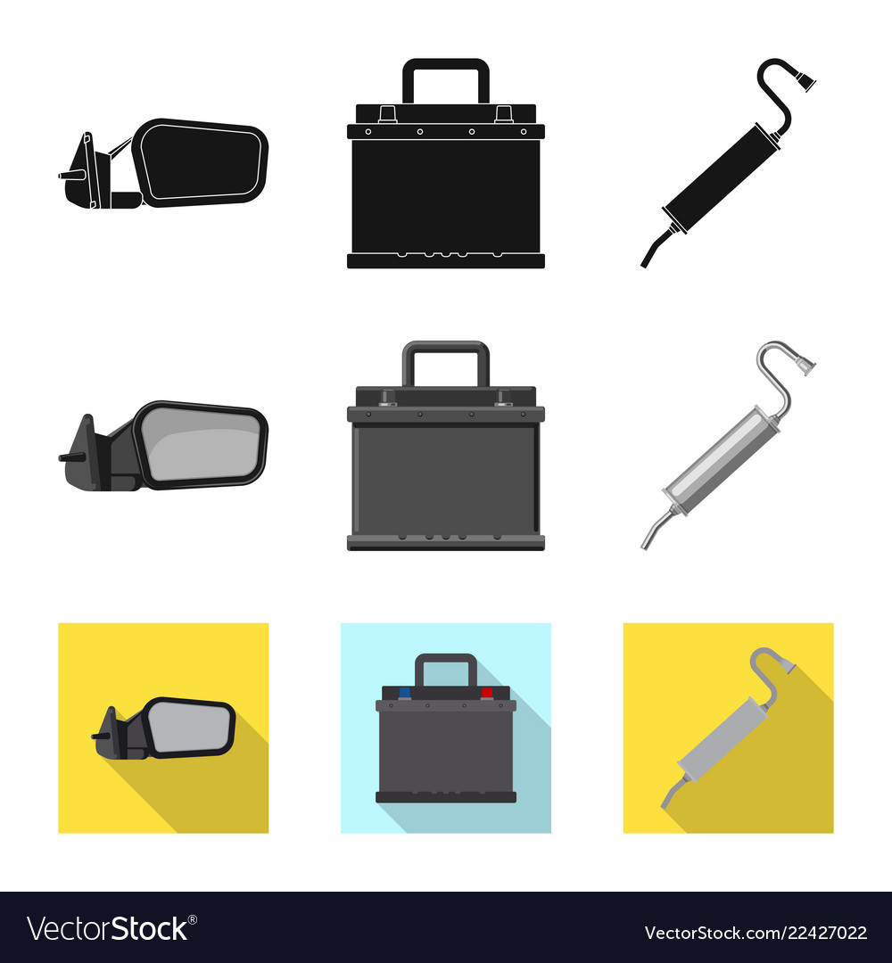 Isolated object of auto and part sign set vector image Isolated object of auto and part sign set
