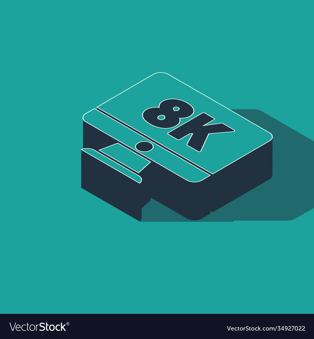 Isometric computer pc monitor display with 8k vector image Isometric computer pc monitor display with 8k