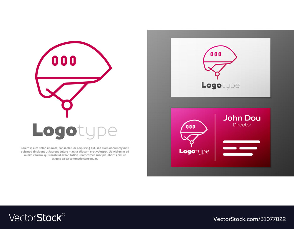 Logotype line bicycle helmet icon isolated