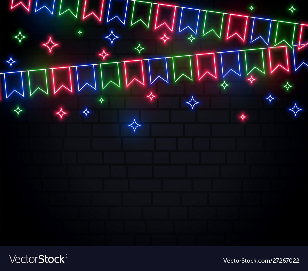 Neon garland flags decoration with stars