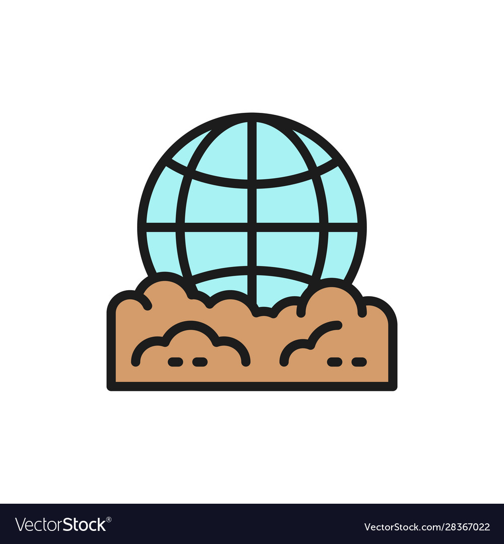 Pollution planet globe garbage flat color Vector Image Pollution planet globe garbage flat color