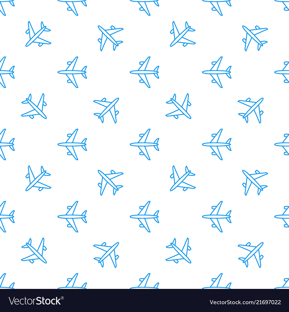 Seamless aircraft pattern flying line Royalty Free Vector