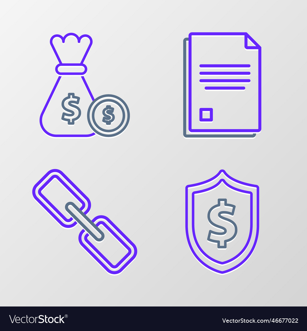 Set line shield with dollar symbol chain link vector image Set line shield with dollar symbol chain link