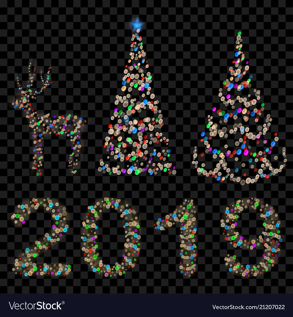2019 Christmas Tree Set of christmas trees digits 2019 and deer Vector Image 2019 Christmas Tree Set of christmas trees digits 2019 and deer Vector Image