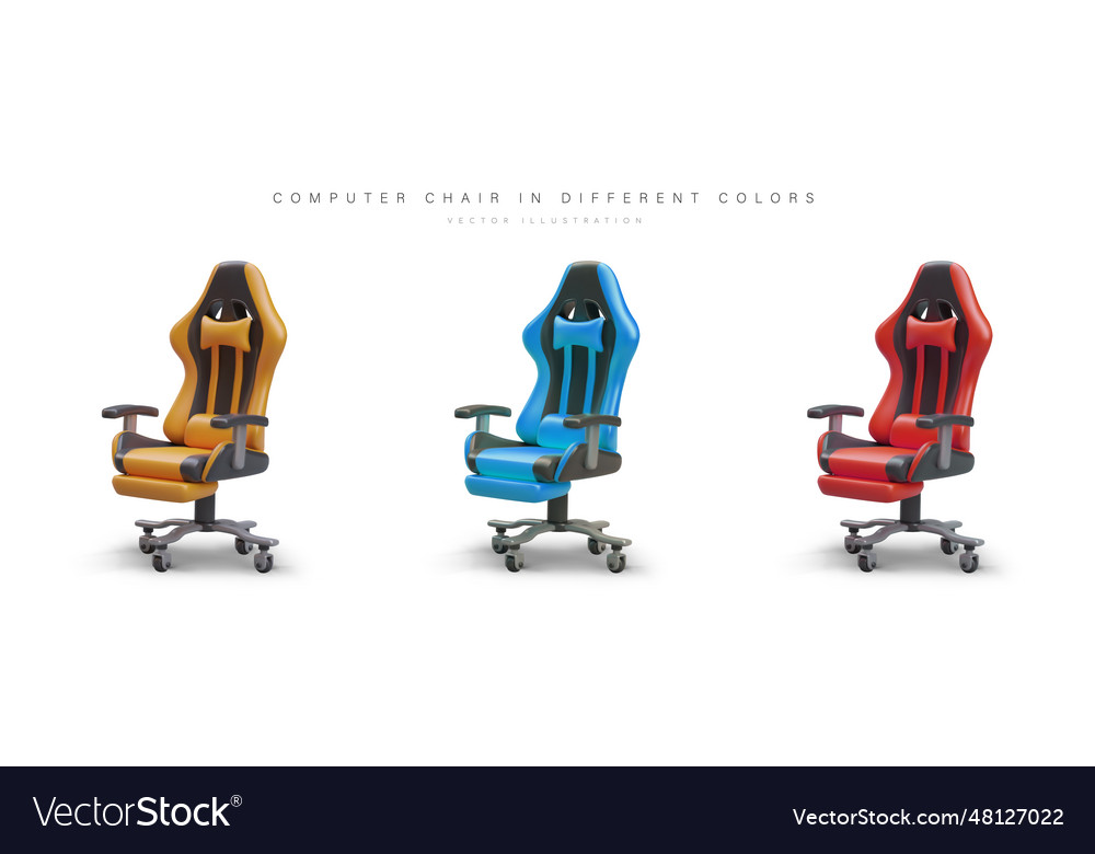 Set of realistic computer chairs different vector image Set of realistic computer chairs different