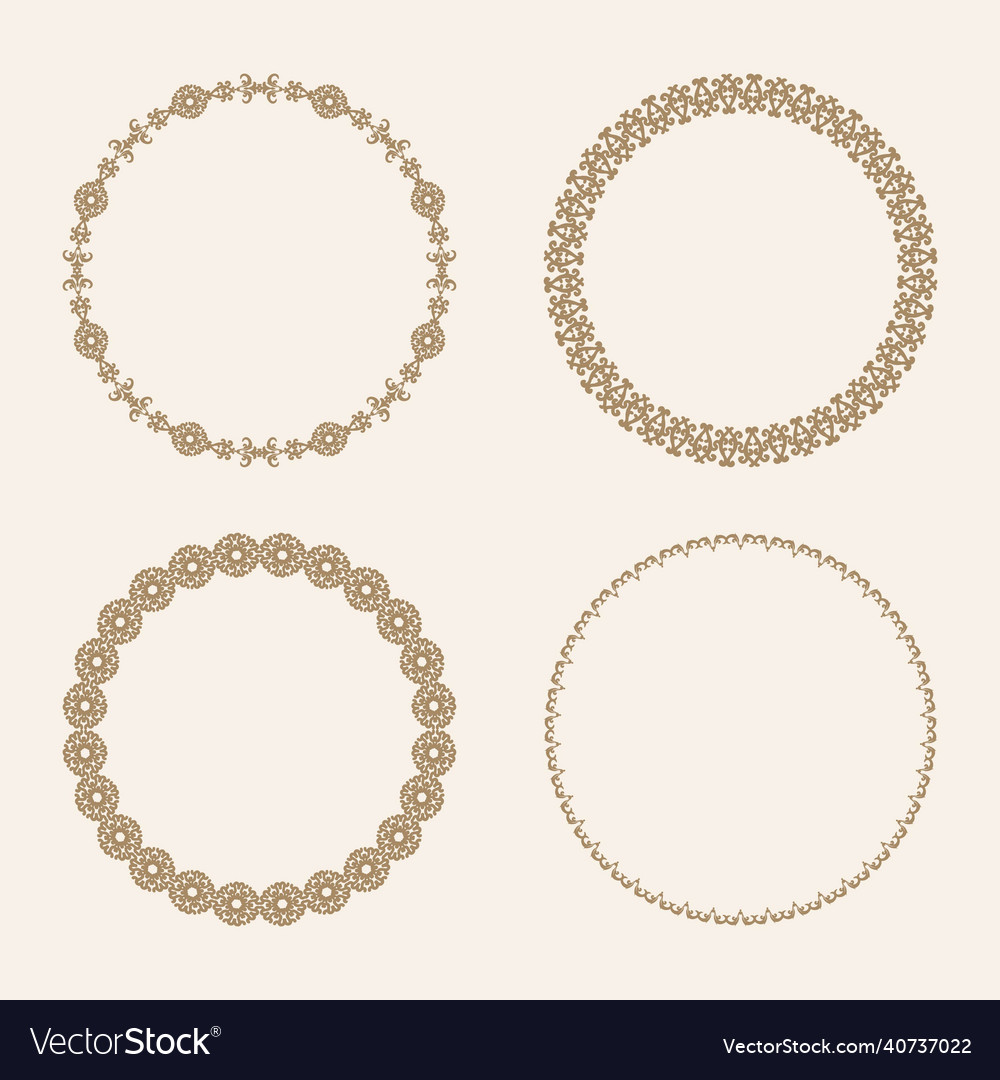 Set of round frames with patterns and ornaments