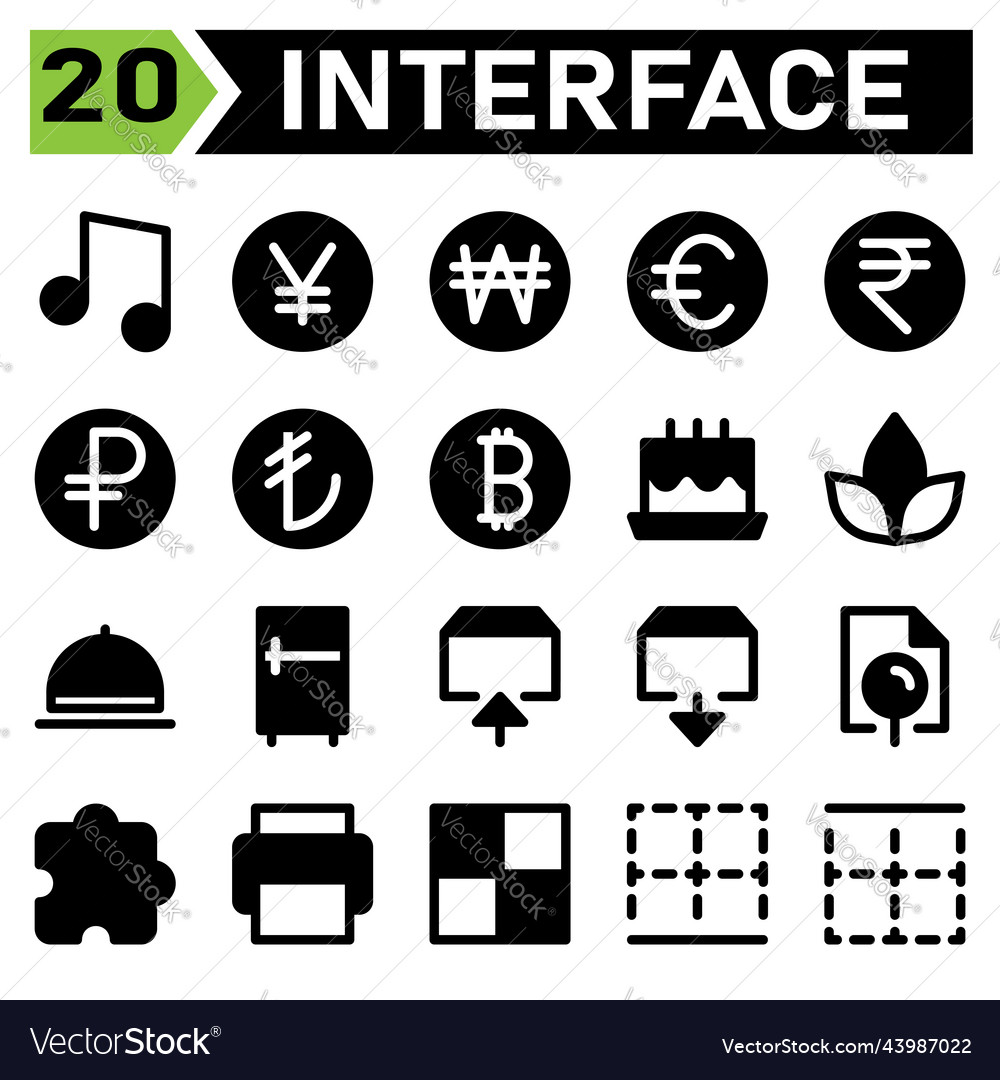 User interface icon set include music tone sound vector image User interface icon set include music tone sound