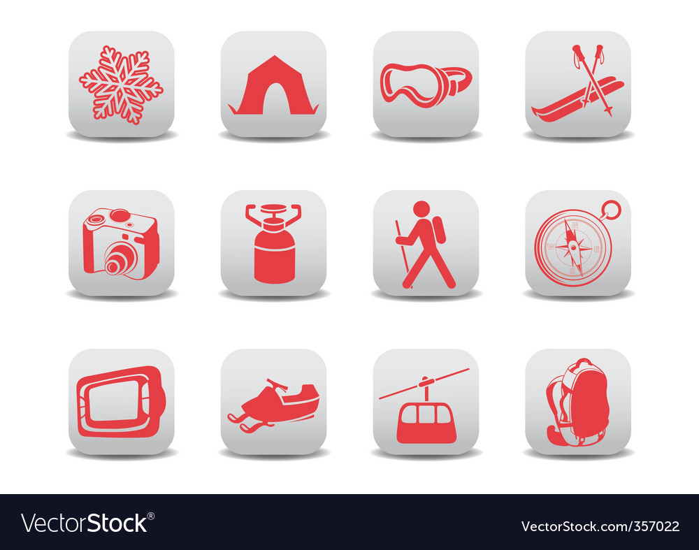 Winter Camping Ski Icons