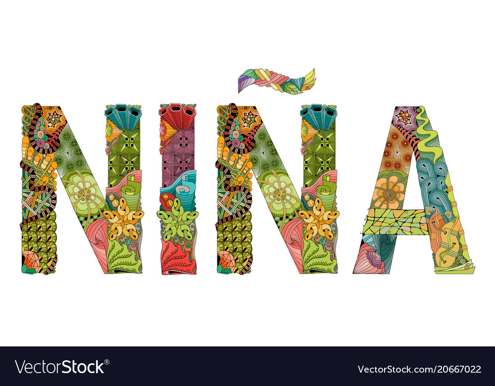 Word Nina Girl In Spanish Decorative Royalty Free Vector