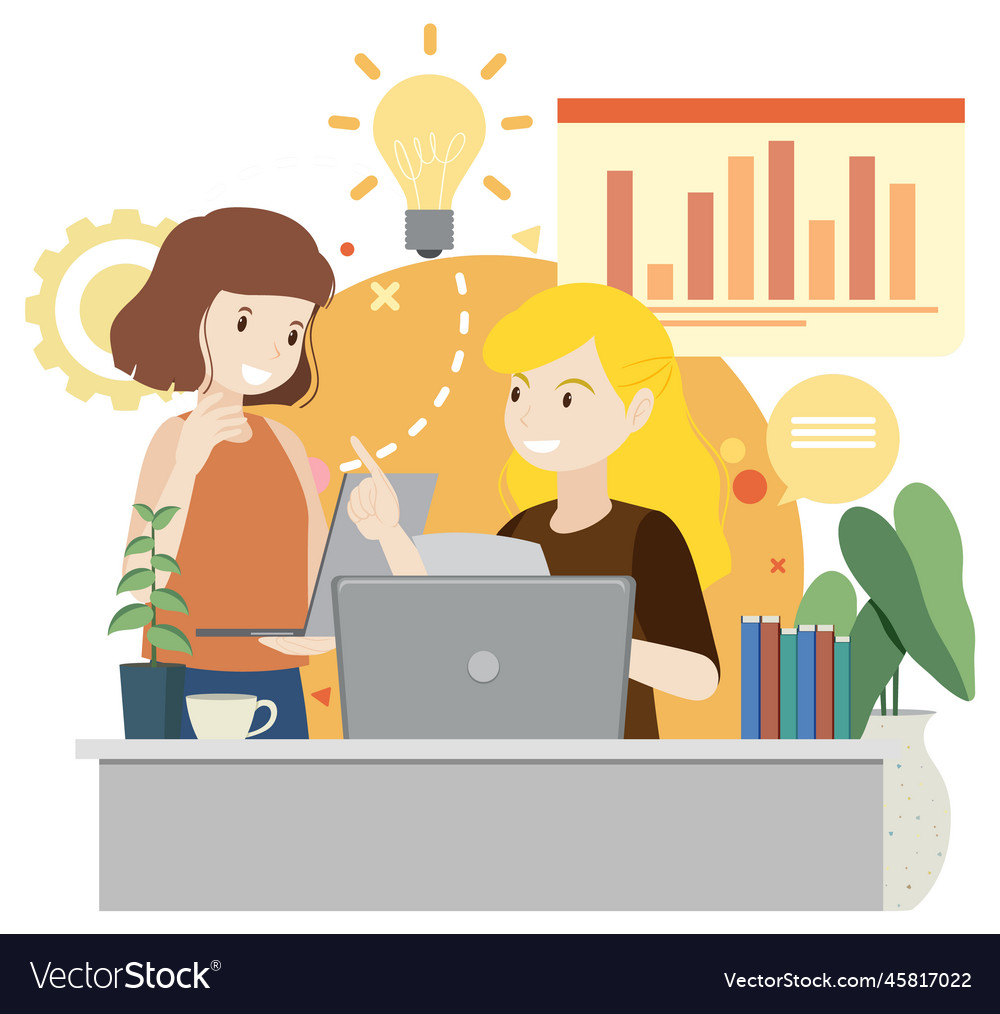 Working characters flat design for web banner vector image Working characters flat design for web banner