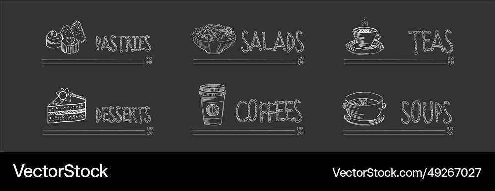 Chalk drawn food item from restaurant menu Vector Image