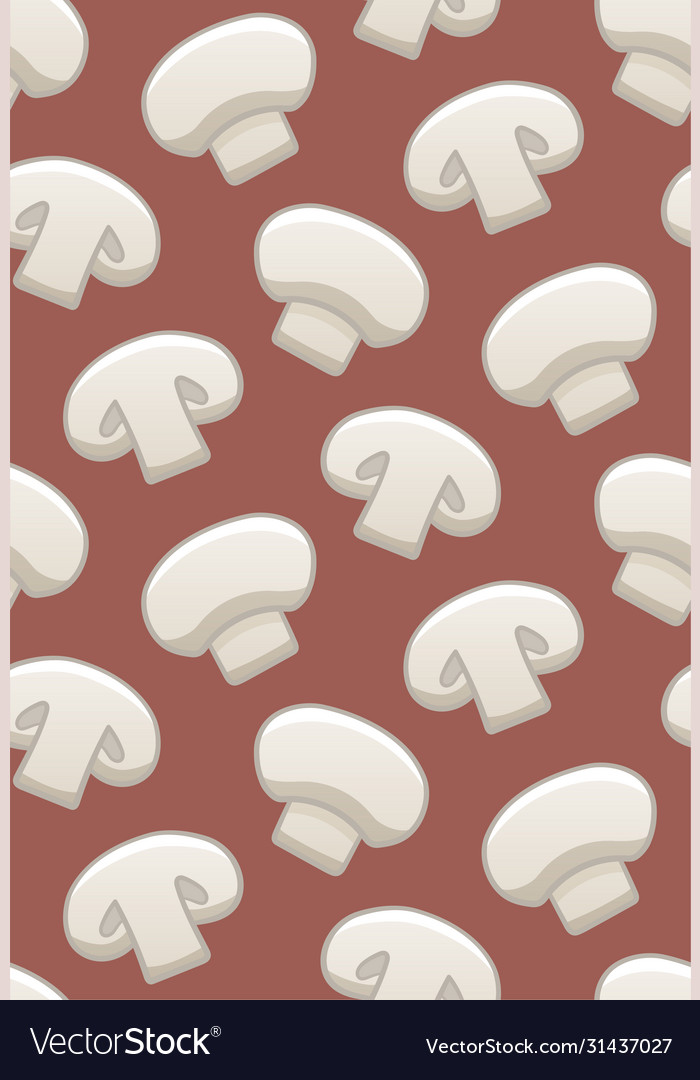 Champignon seamless pattern on red background