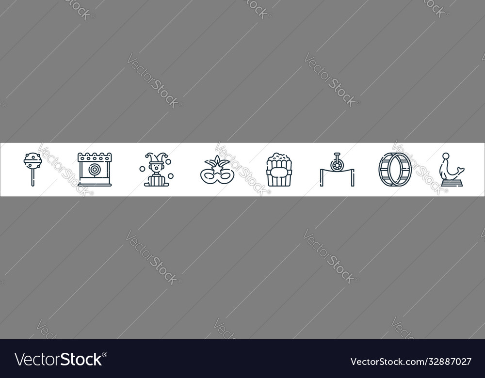 Circus line icons linear set quality vector image Circus line icons linear set quality