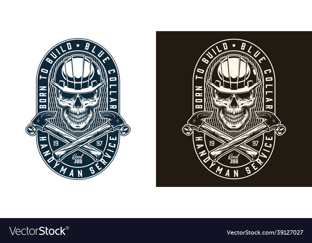 Construction worker vintage badge Royalty Free Vector Image