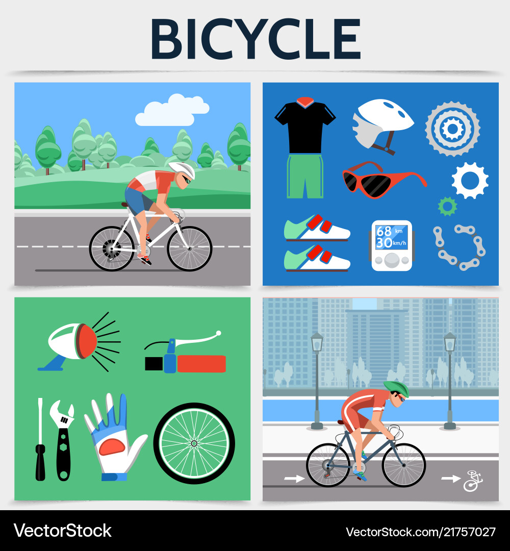 Flat bicycle square concept Royalty Free Vector Image