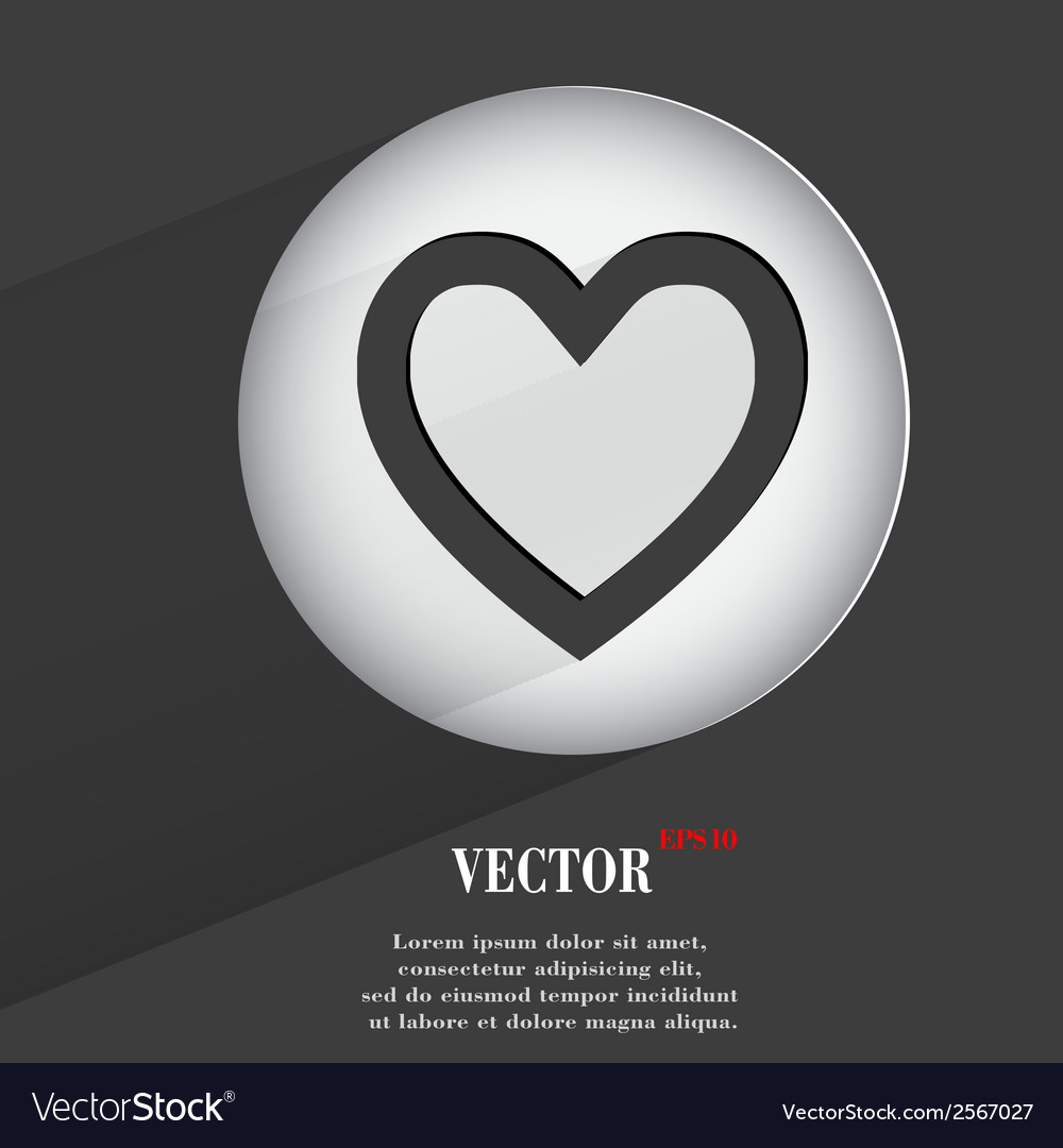 Heart flat modern web button with long shadow