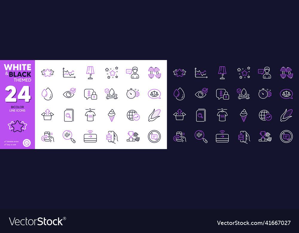 Lock share call and cogwheel timer line icons vector image Lock share call and cogwheel timer line icons