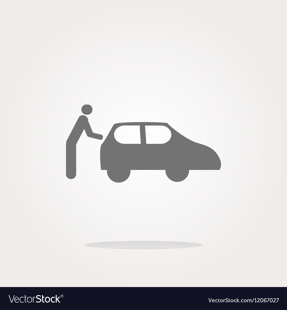 Man and car on web icon button isolated