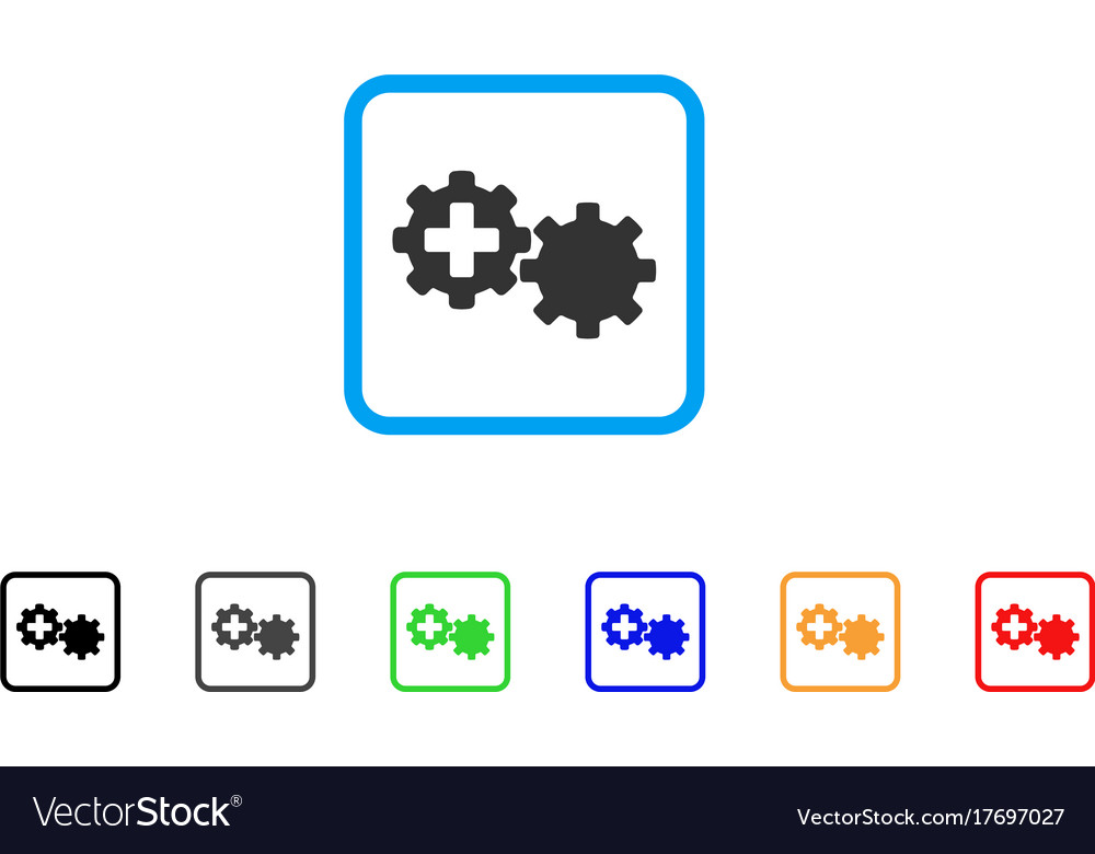 Medical process gears framed icon