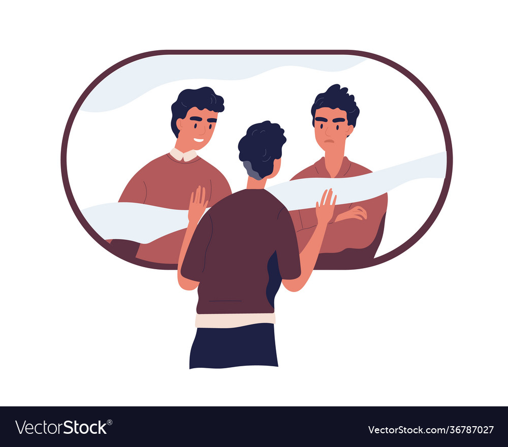 Psychological concept split personality Royalty Free Vector