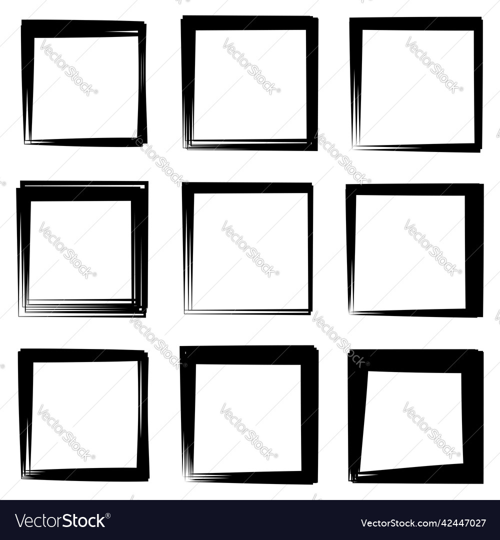 Random square contour frame border element vector image Random square contour frame border element