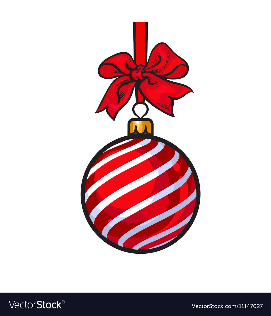 Red christmas balls with ribbon and bows