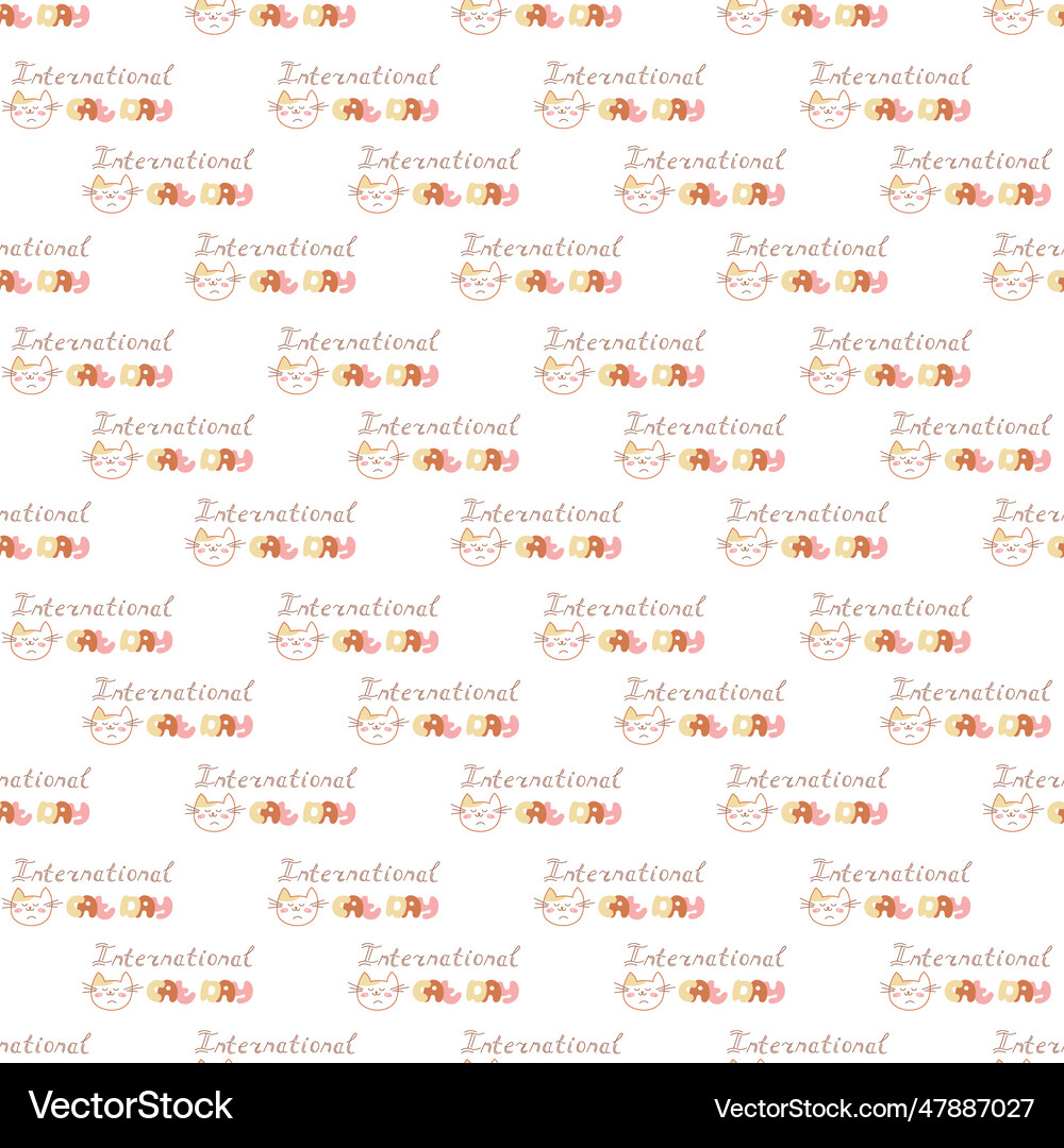 Seamless Pattern With A Cute Cat Face Royalty Free Vector