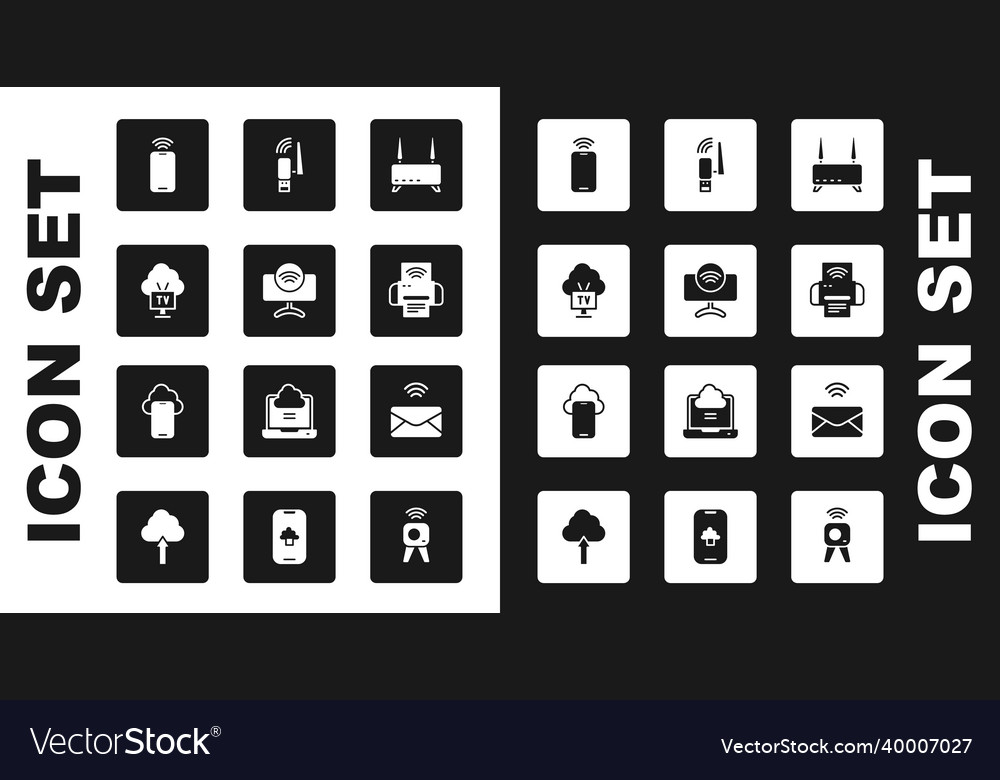 Set router and wi-fi signal smart tv system vector image Set router and wi-fi signal smart tv system