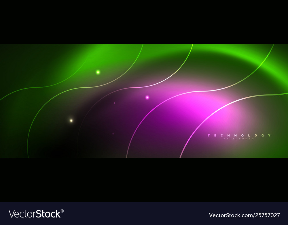 Shiny neon lines template - northern lights Vector Image