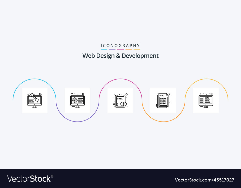 Web design and development line 5 icon pack