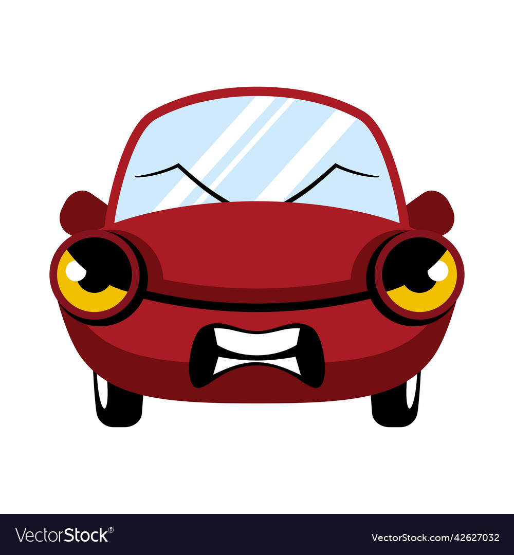 Angry car red cartoon icon Vector Image Angry car red cartoon icon