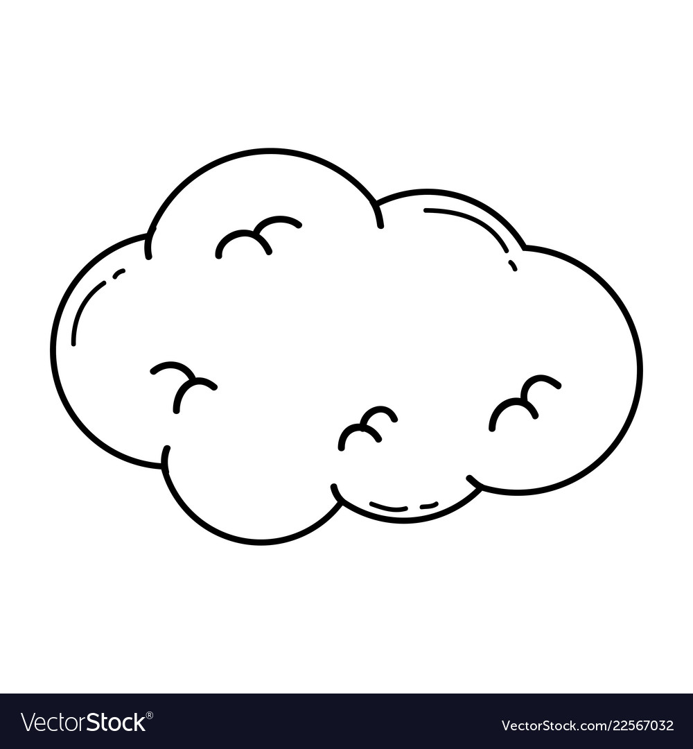 Cute cloud cartoon in black and white Royalty Free Vector