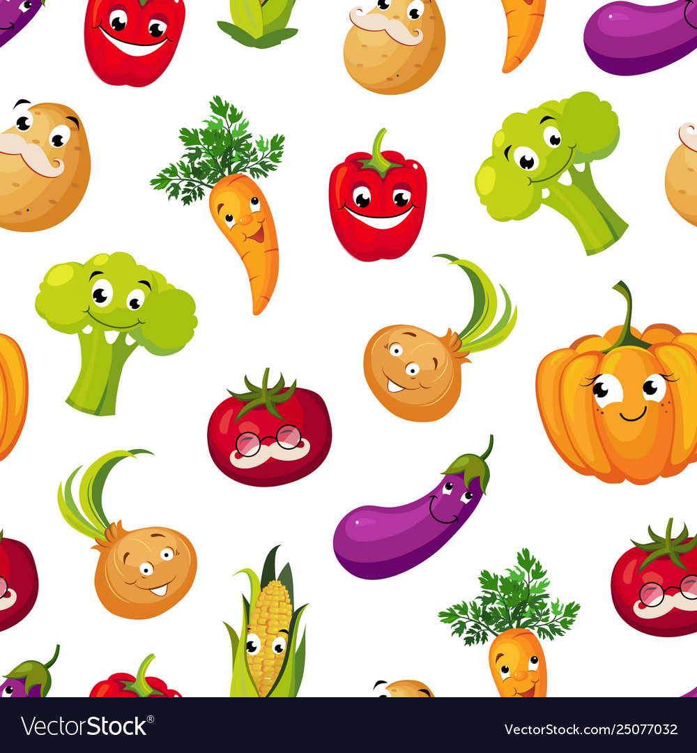 Cute funny vegetables seamless pattern potato Vector Image