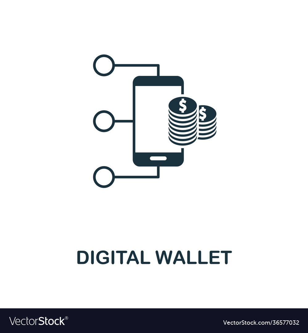 Digital wallet icon line style design from vector image Digital wallet icon line style design from