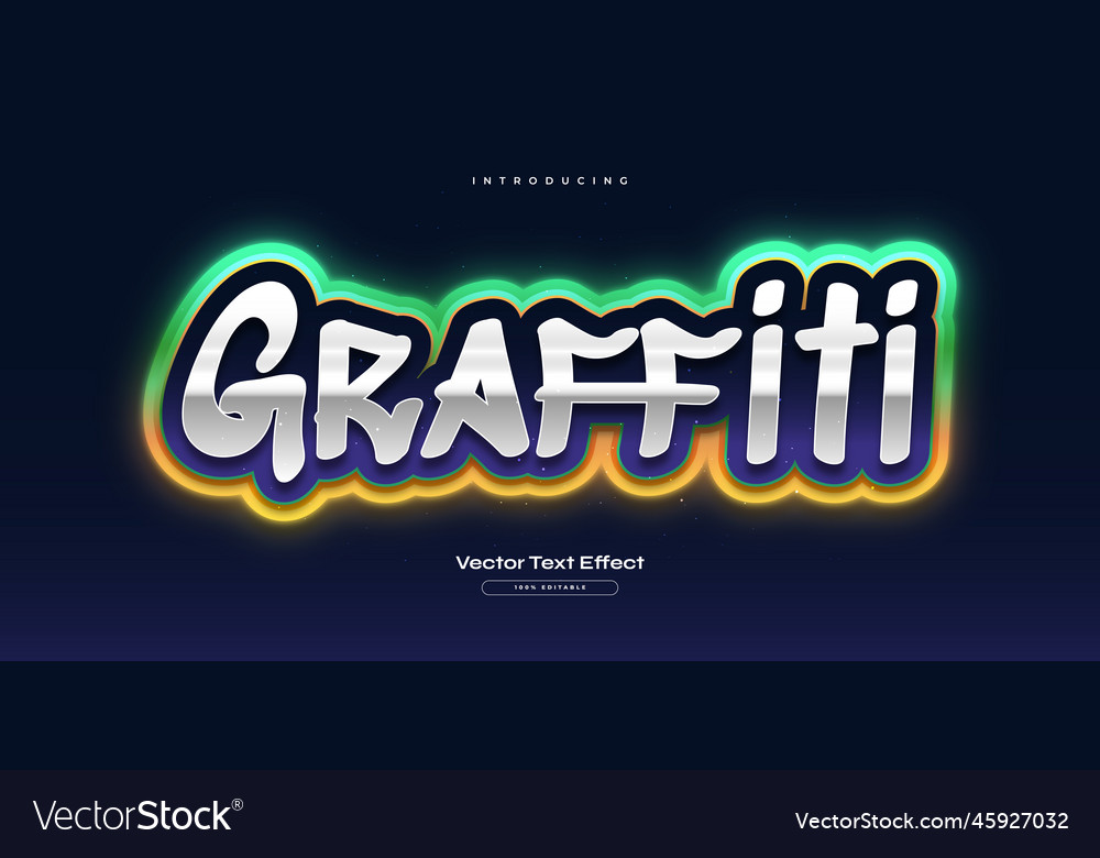 Editable graffiti text style with neon effect vector image Editable graffiti text style with neon effect