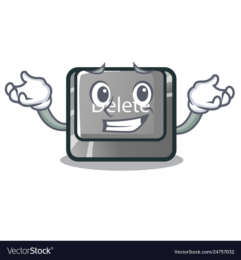 Grinning cartoon delete button located on keyboard